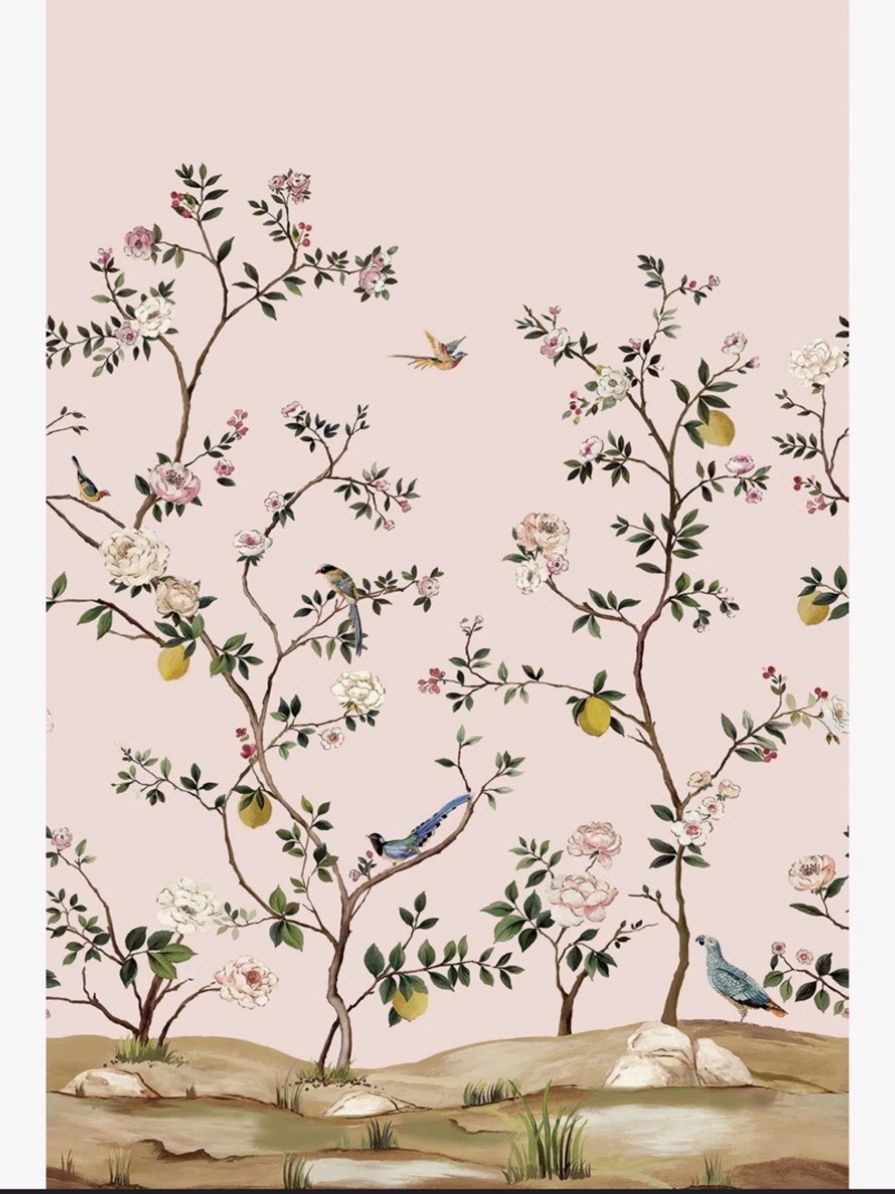 Anthropologie Blossom Chinoiserie Wallpaper Mural – Pink/Rose 3 Matching Rolls